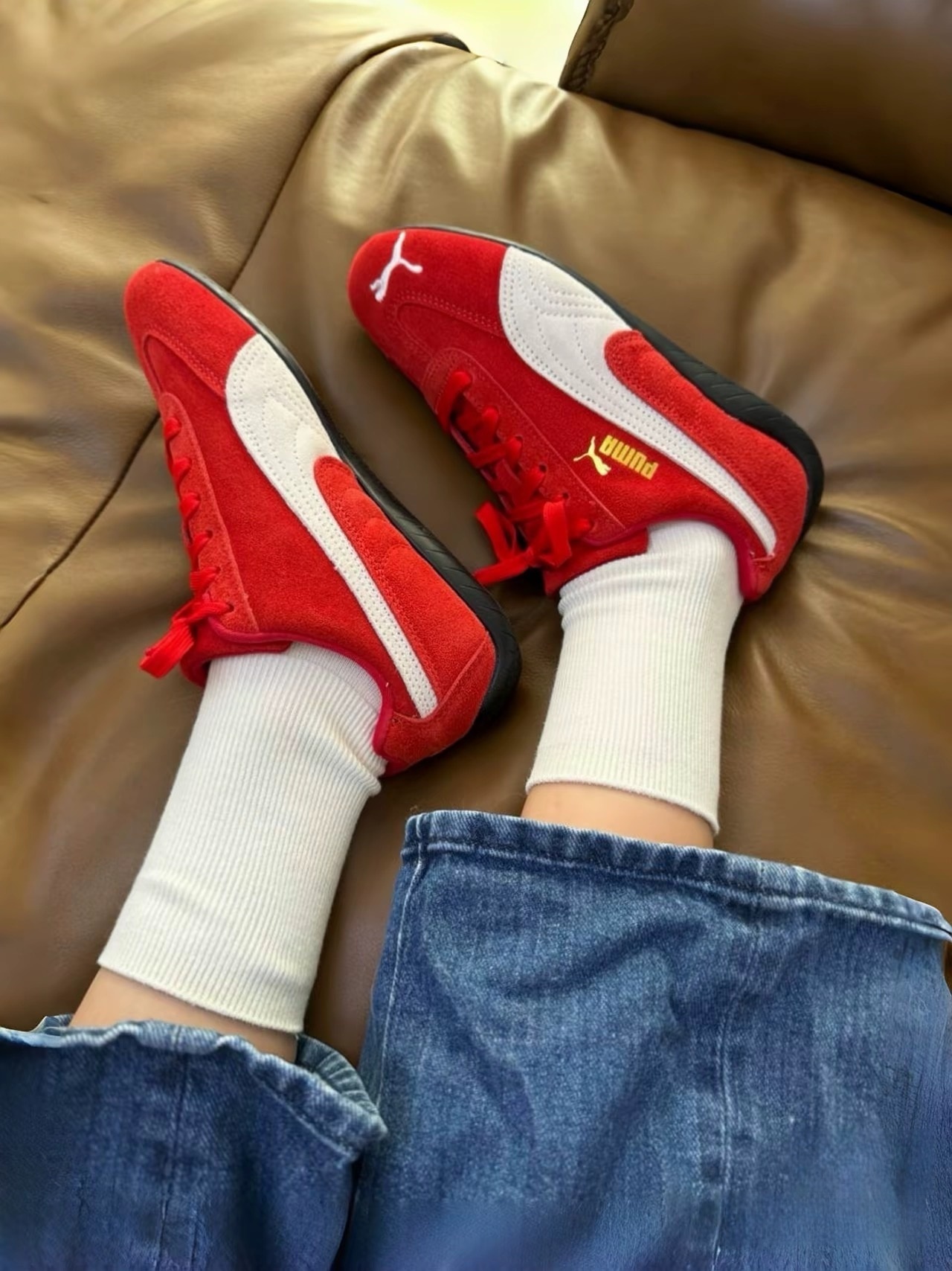 PUMA SPEEDCAT 紅白 賽車鞋 Rosé 朴彩英同款 女鞋 休閒鞋 398846-02