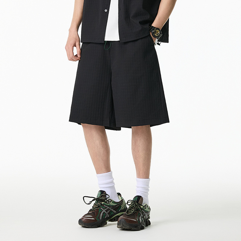 5M22 肌理感泡泡紗直筒休閒短褲 兩色