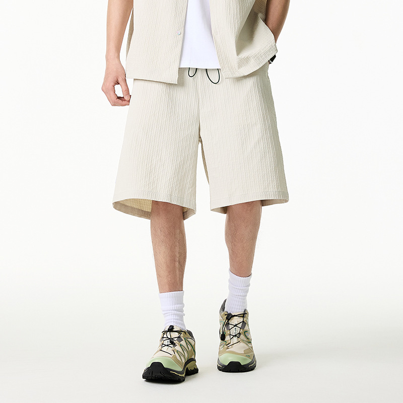 5M22 肌理感泡泡紗直筒休閒短褲 兩色