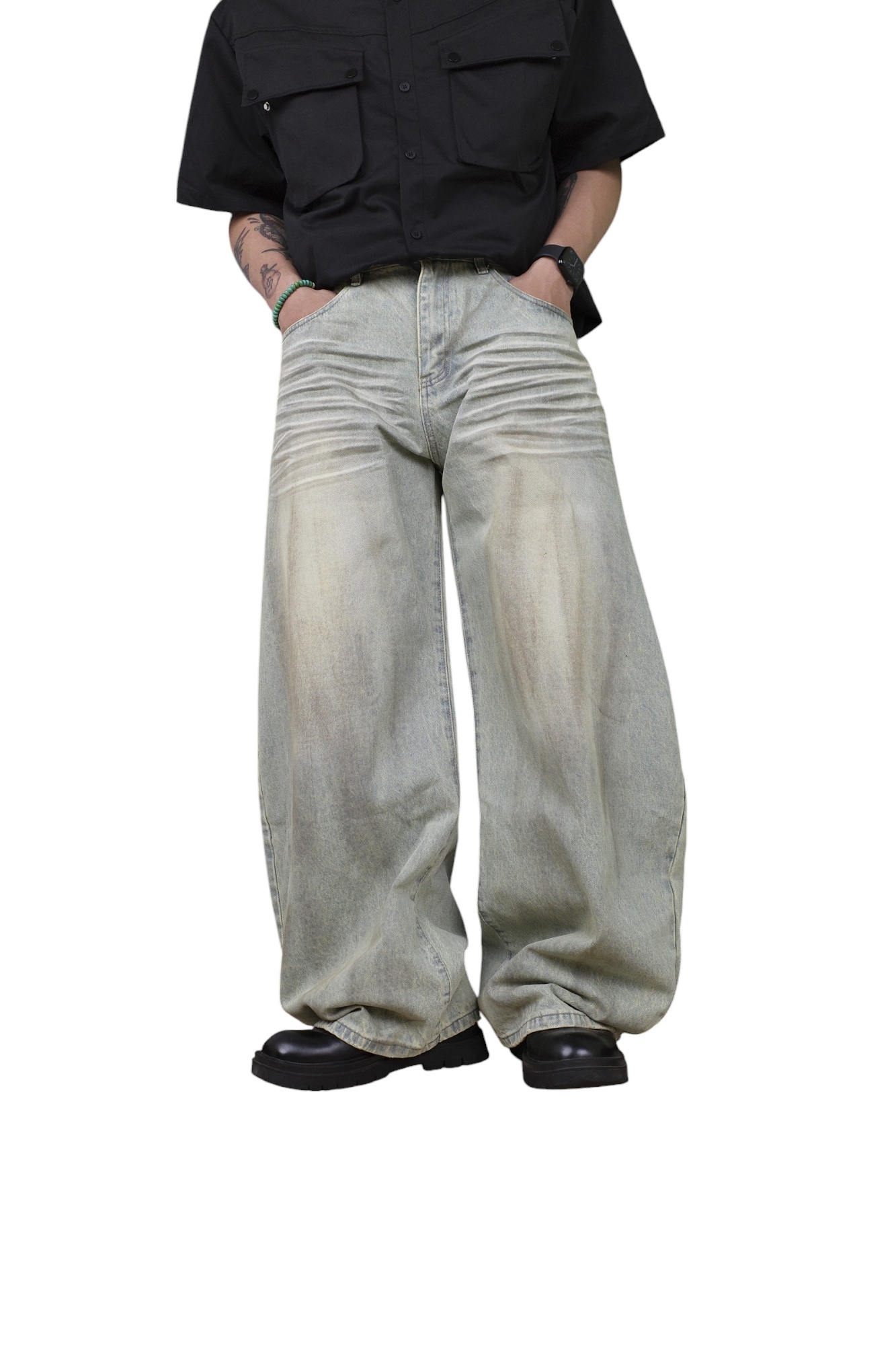 『Always_Good』髒染 水洗 彎刀 牛仔 長褲