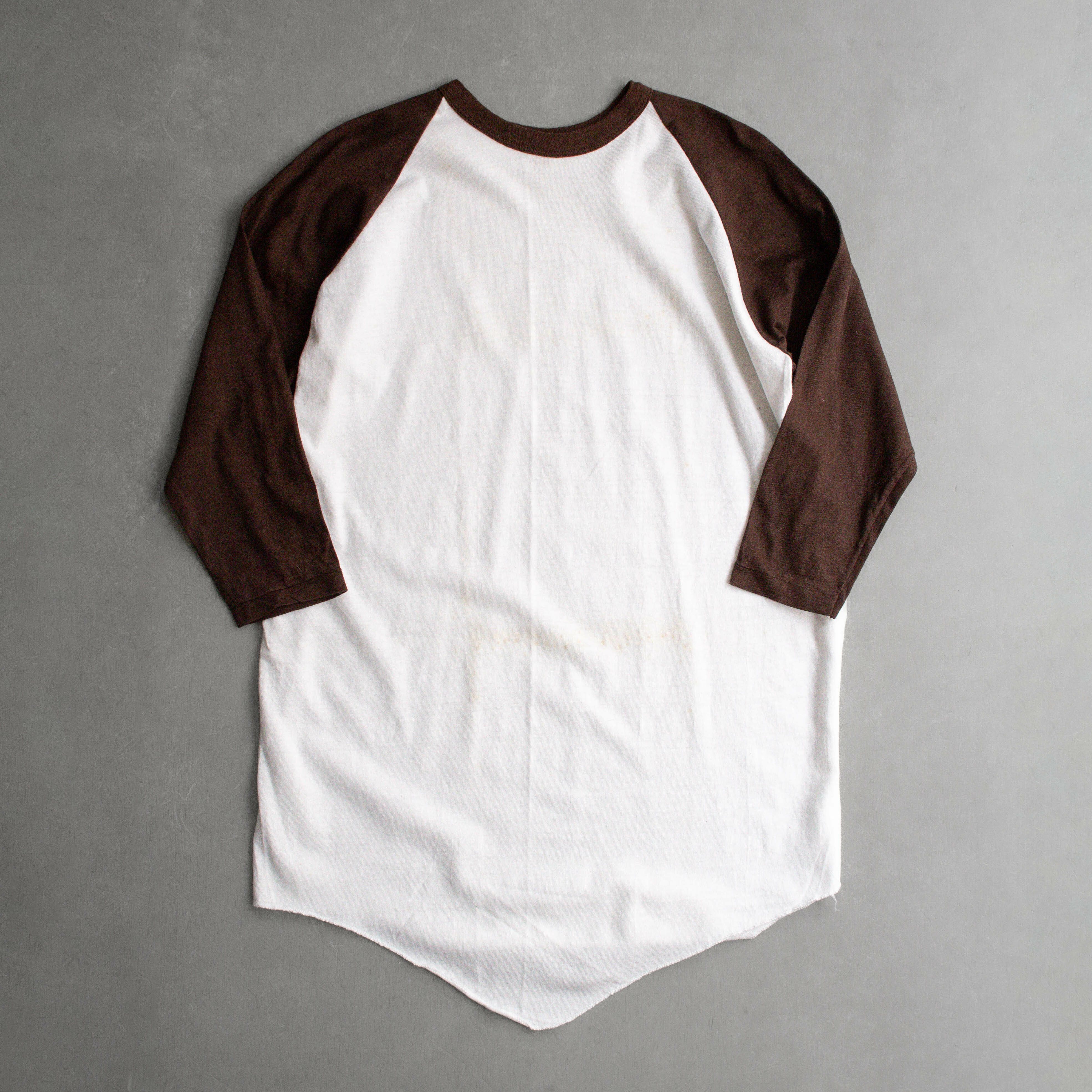 70S RUSSELL ATHLETIC BASEBALL TEE 美國製 咖啡色 斜肩 七分袖 T恤