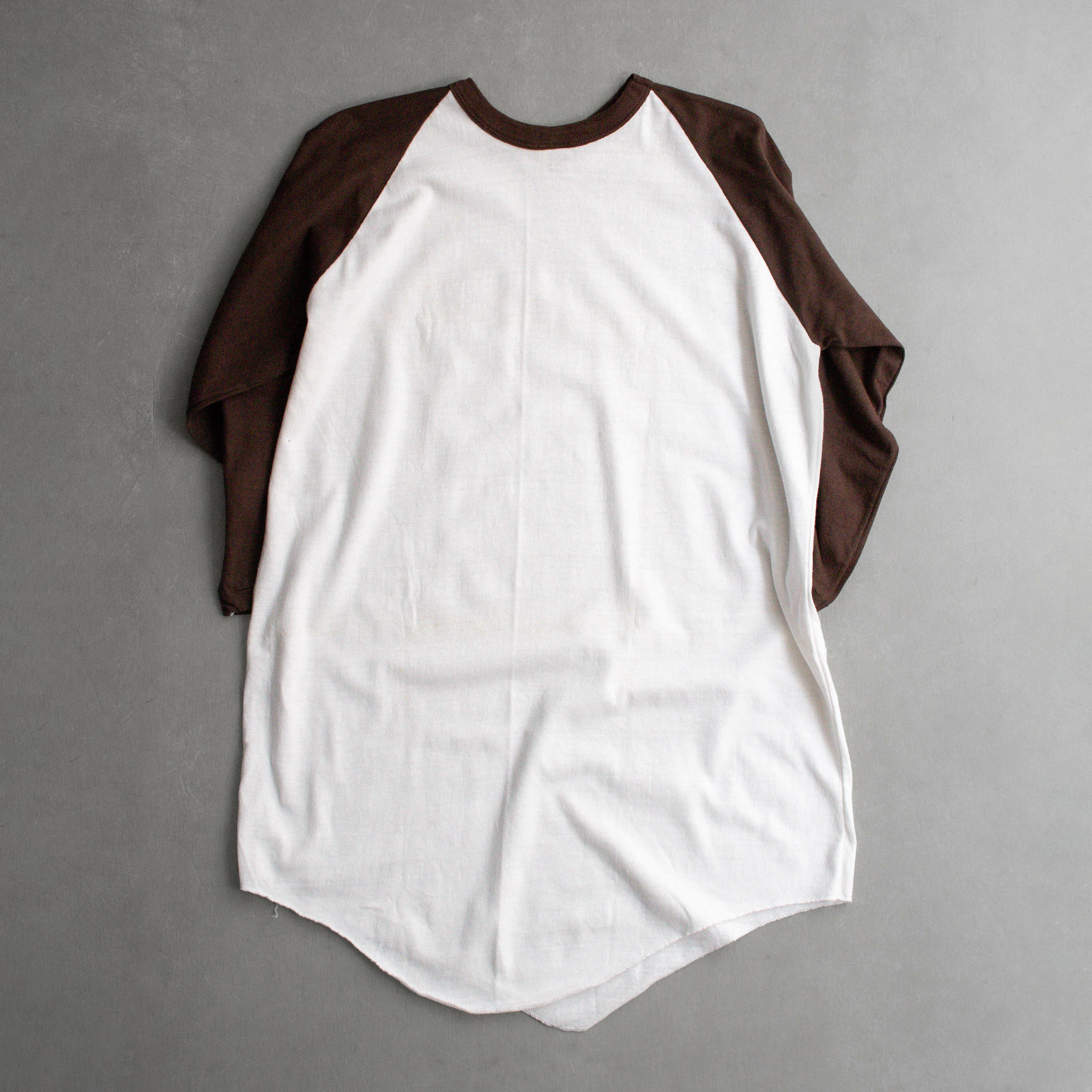 70S RUSSELL ATHLETIC BASEBALL TEE 美國製 咖啡色 斜肩 七分袖 T恤