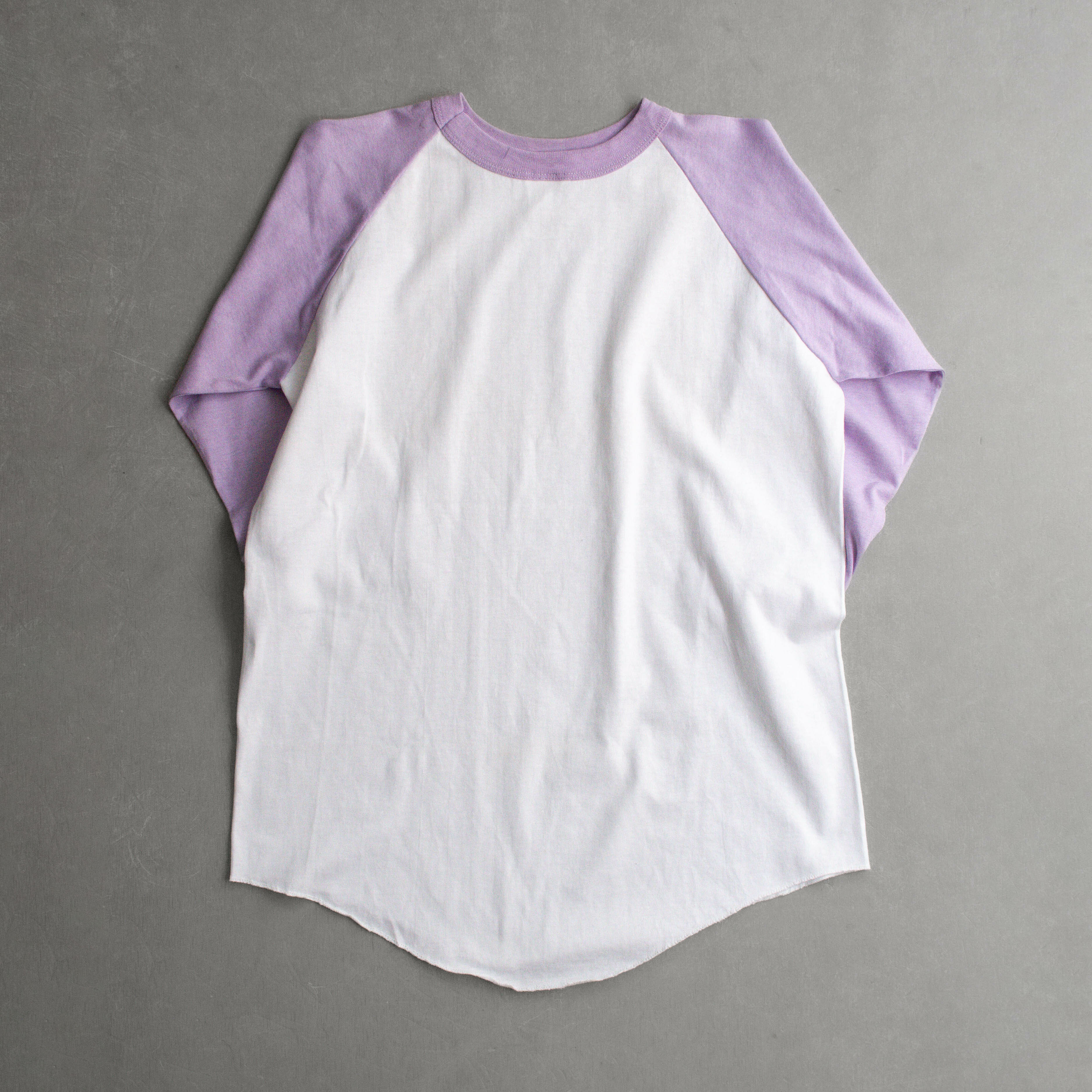 70S CAL CRU BASEBALL TEE 美國製 粉紫 斜肩 七分袖 T恤