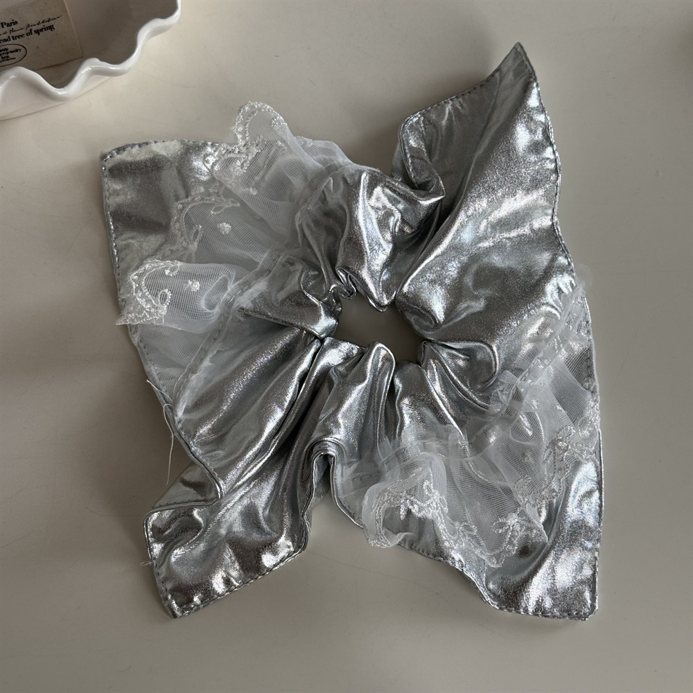 《5946》銀色芭蕾風大腸髮圈