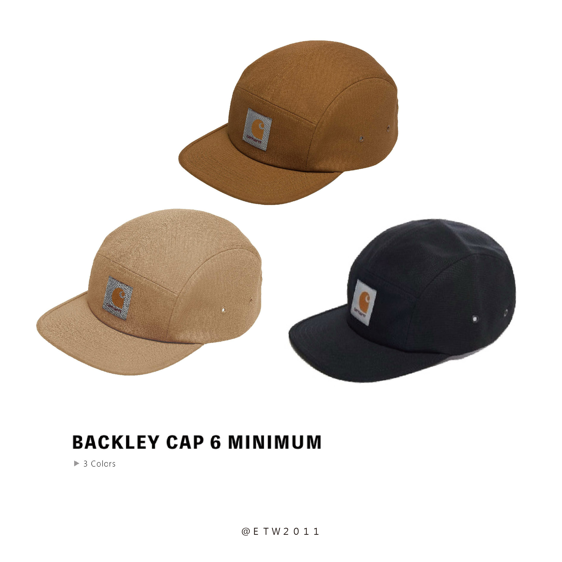 ☆ETW☆【EASY TO WEAR】歐版 CARHARTT WIP BACKLEY CAP 6 minimum 五分帽 黑色 卡其