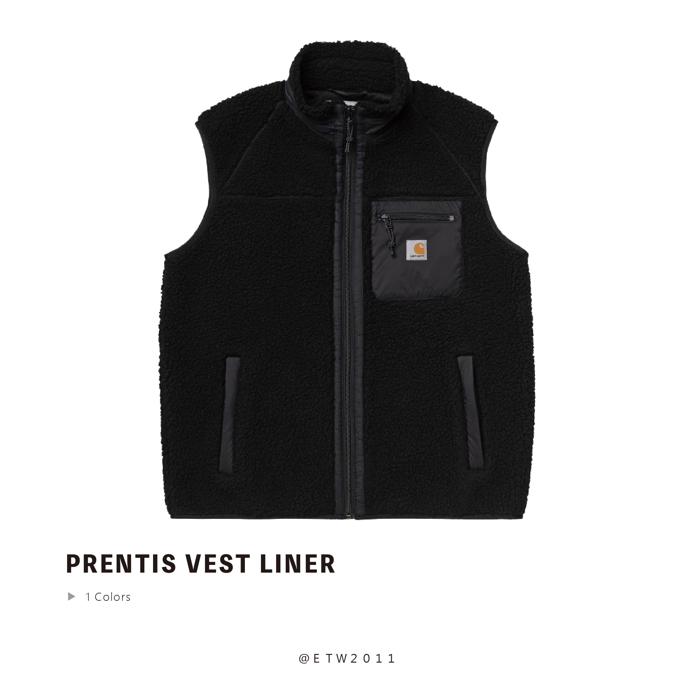 ☆ETW☆【EASY TO WEAR】歐版 Carhartt WIP Prentis Vest Liner 背心 毛毛 黑色 現貨