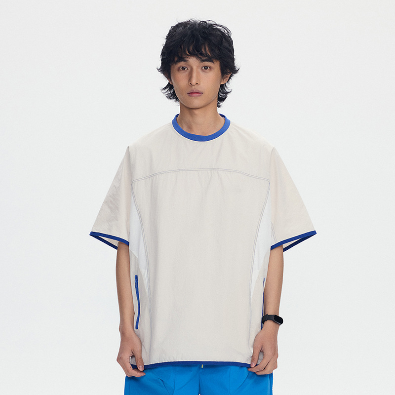 5M04 潮流撞色滾邊拼接機能上衣 三色