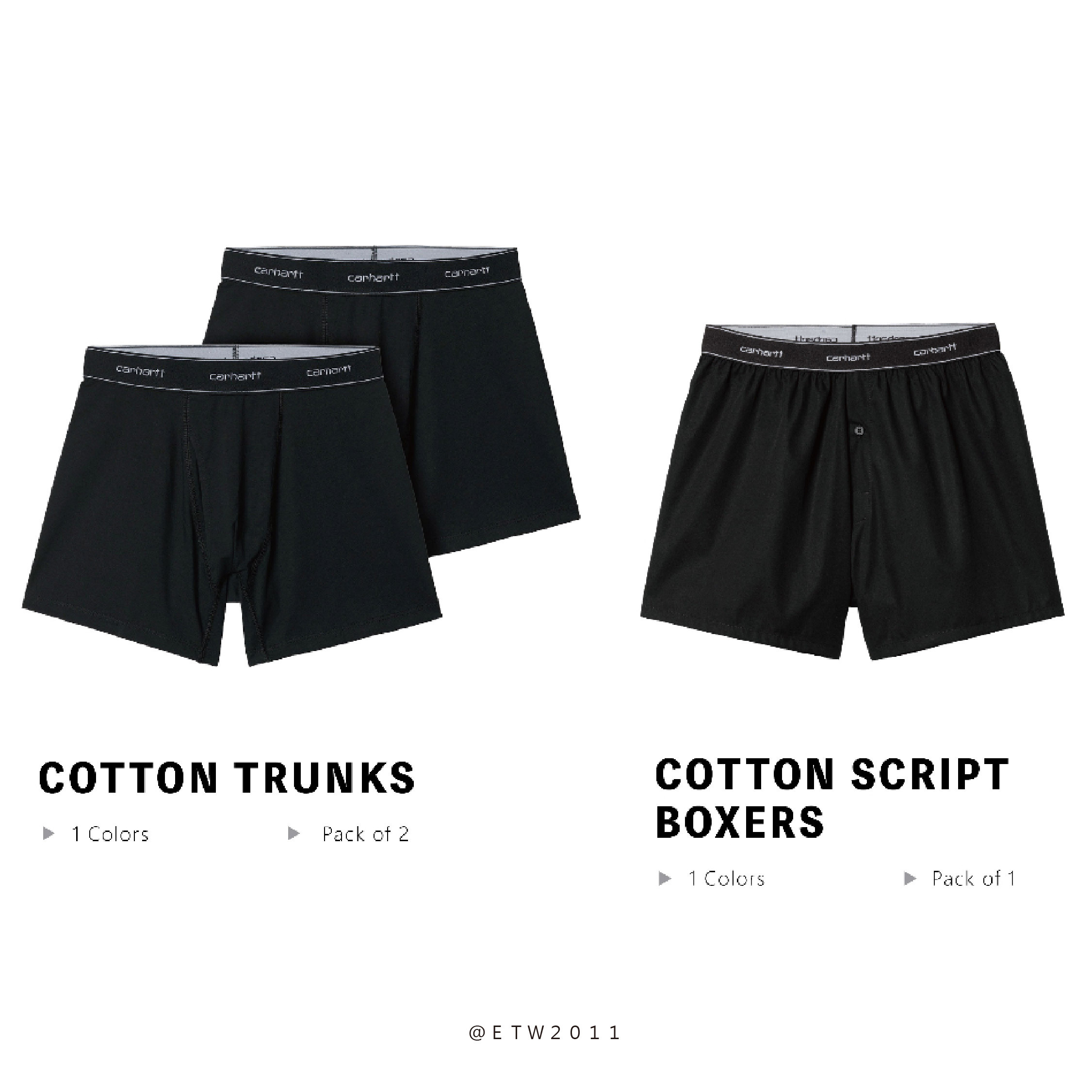 ☆ETW☆【EASY TO WEAR】CARHARTT WIP COTTON SCRIPT BOXERS 歐版 內褲 四角褲 兩件一組