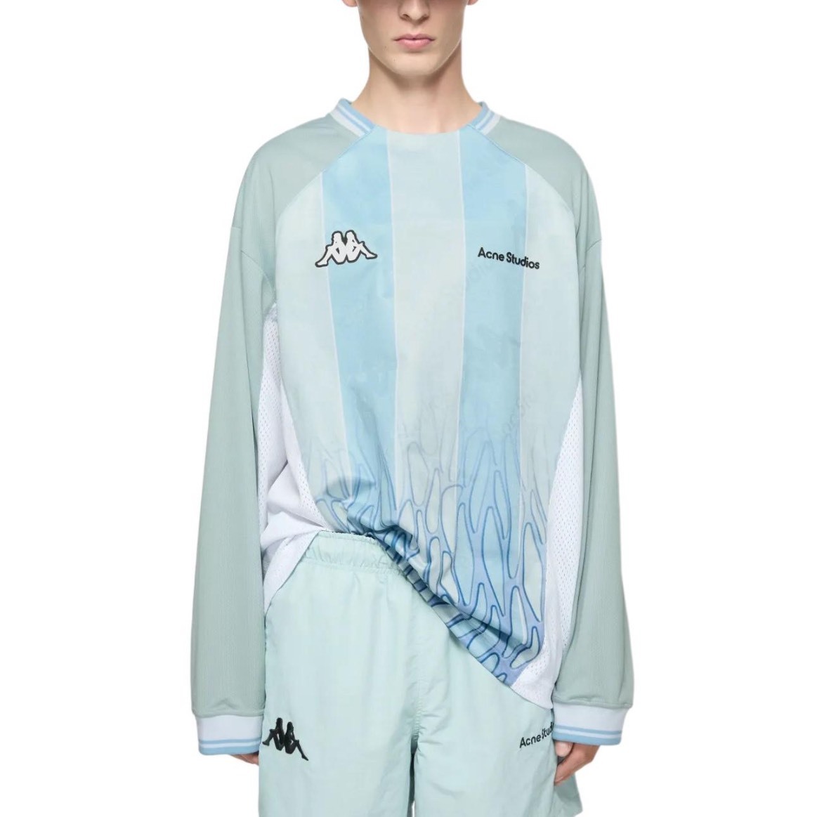 Acne Studios x Kappa 聯名藍色條紋長袖足球T恤