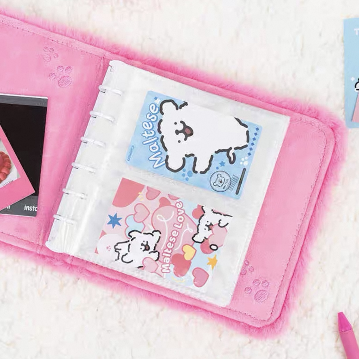 代購 MALTESE 線條小狗 收納冊 專輯小卡 卡冊 偶像 活頁 三寸內頁