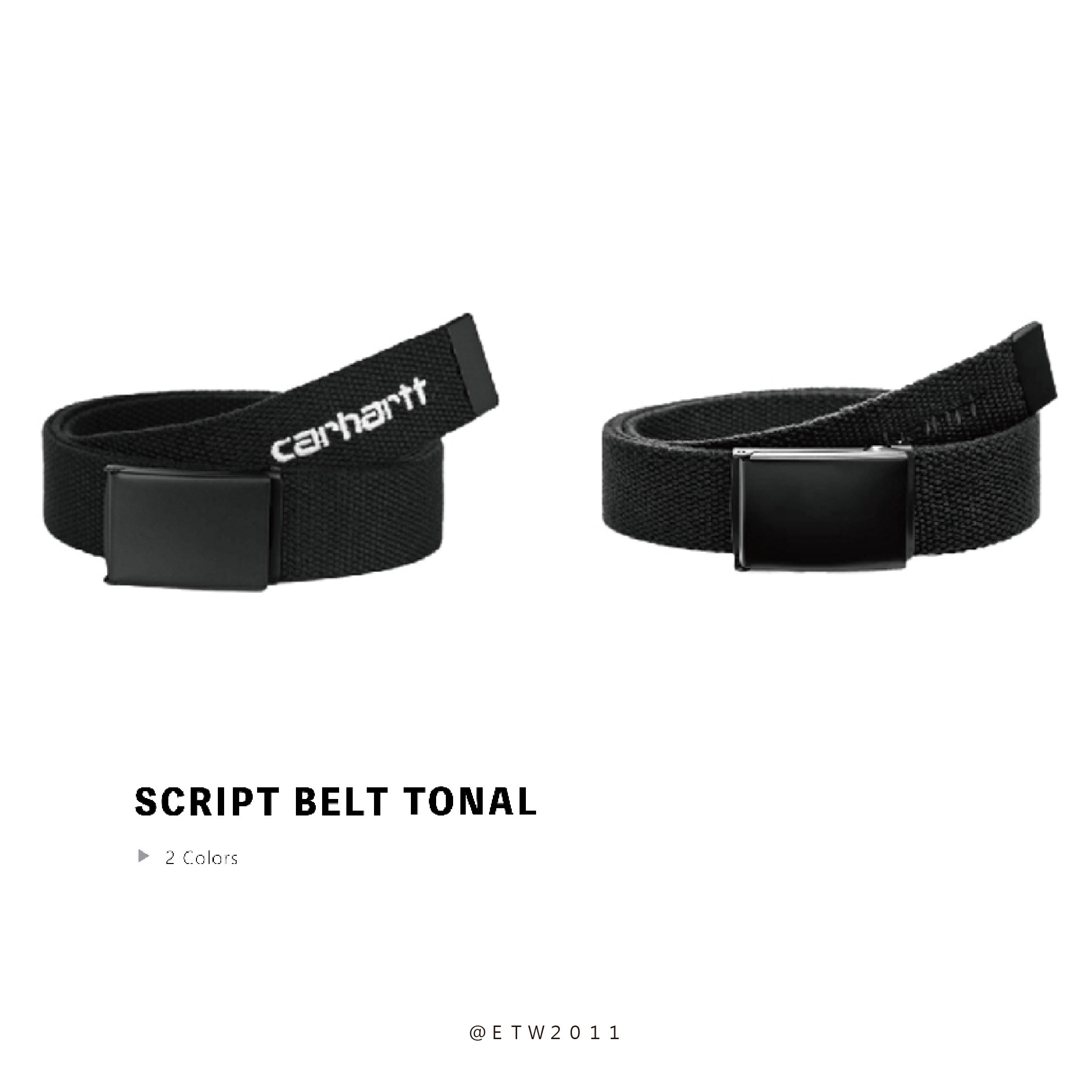 ☆ETW☆【EASY TO WEAR】歐版 CARHARTT WIP SCRIPT Belt Tonal 黑  帆布 消光 腰帶 皮帶 現貨