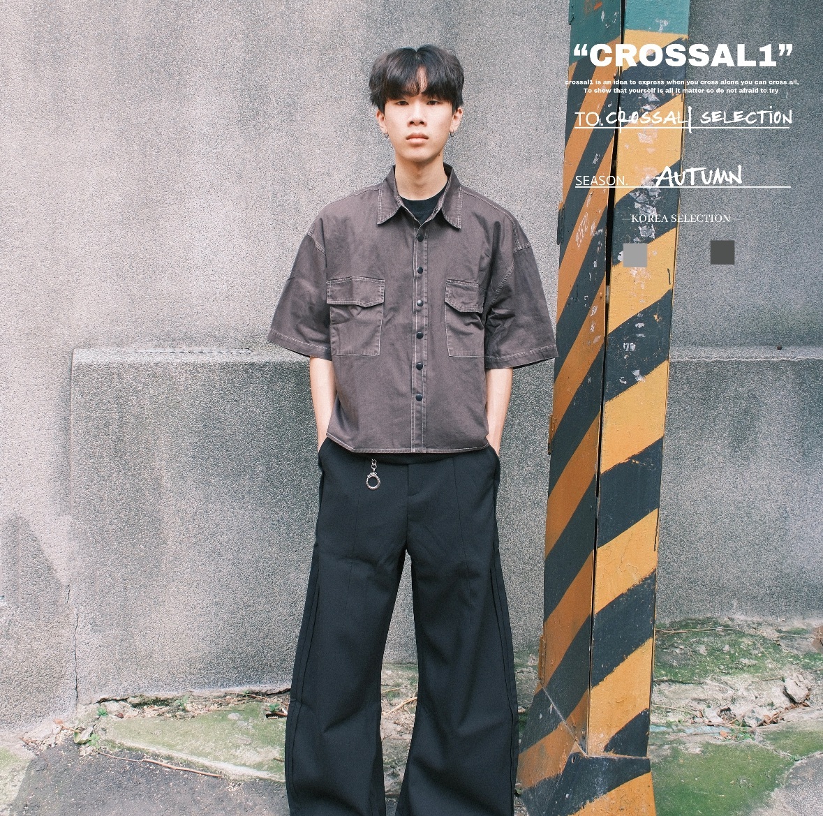 工裝風拼接寬鬆鈕扣短袖襯衫