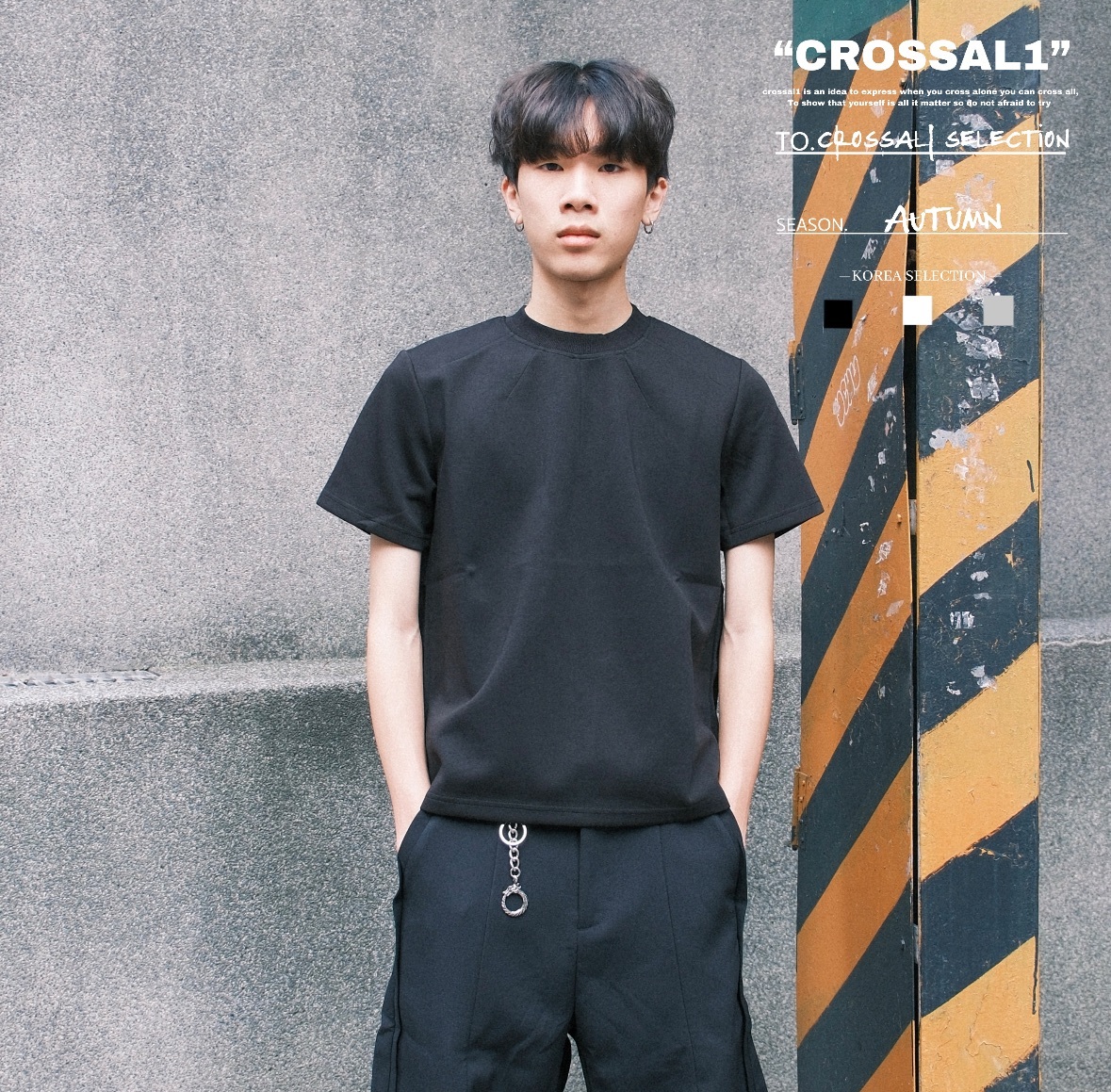 特殊面料細節割線彈力純色短袖