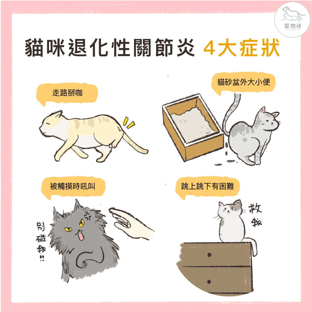 貓咪退化性關節炎有那些症狀