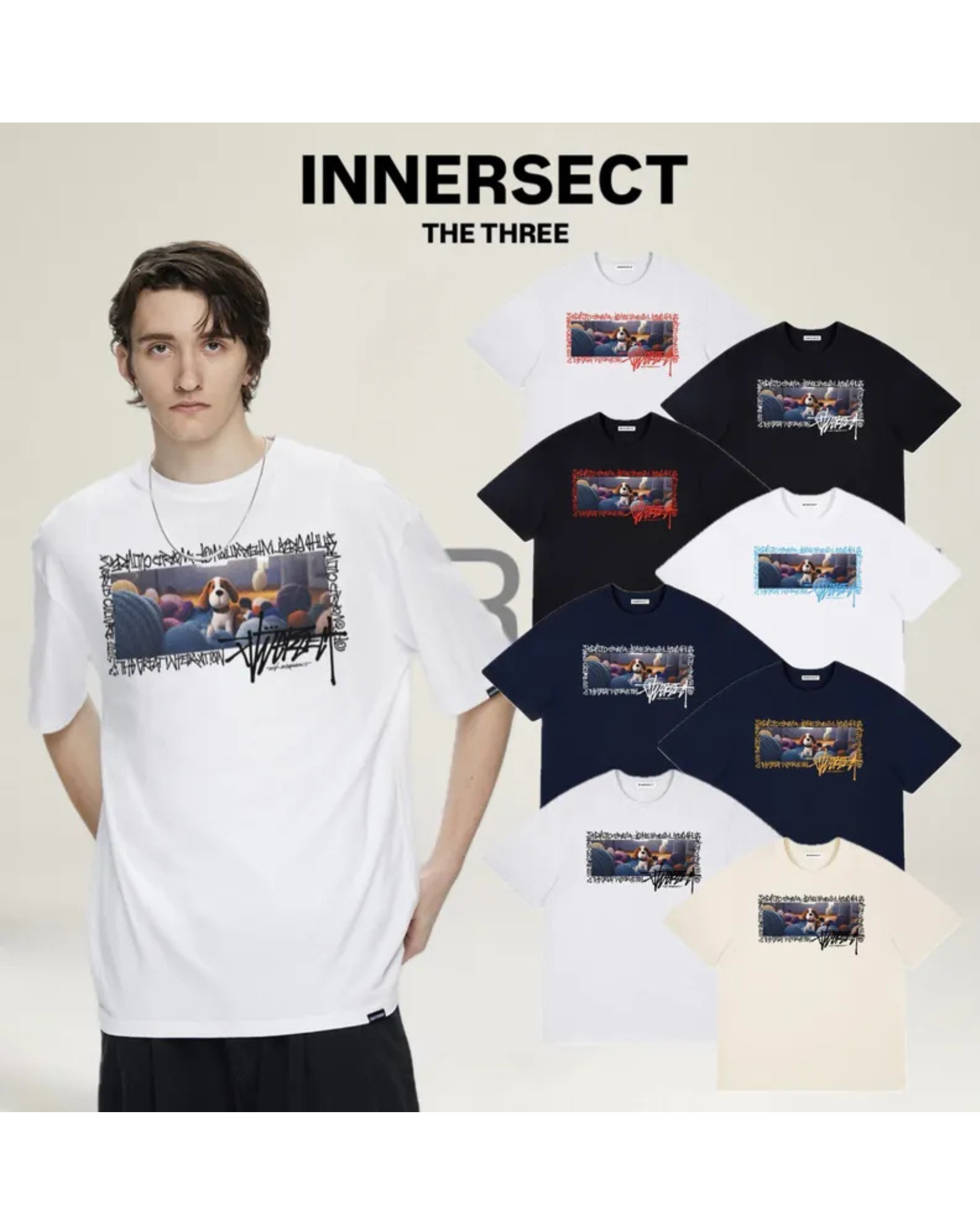 陳冠希 Clot INNERSECT 三生萬物 FOG ESSENTIAL 卡通塗鴉球池狗狗 短袖上衣 男女同款 短T 短TEE INA25SSTTEZ259