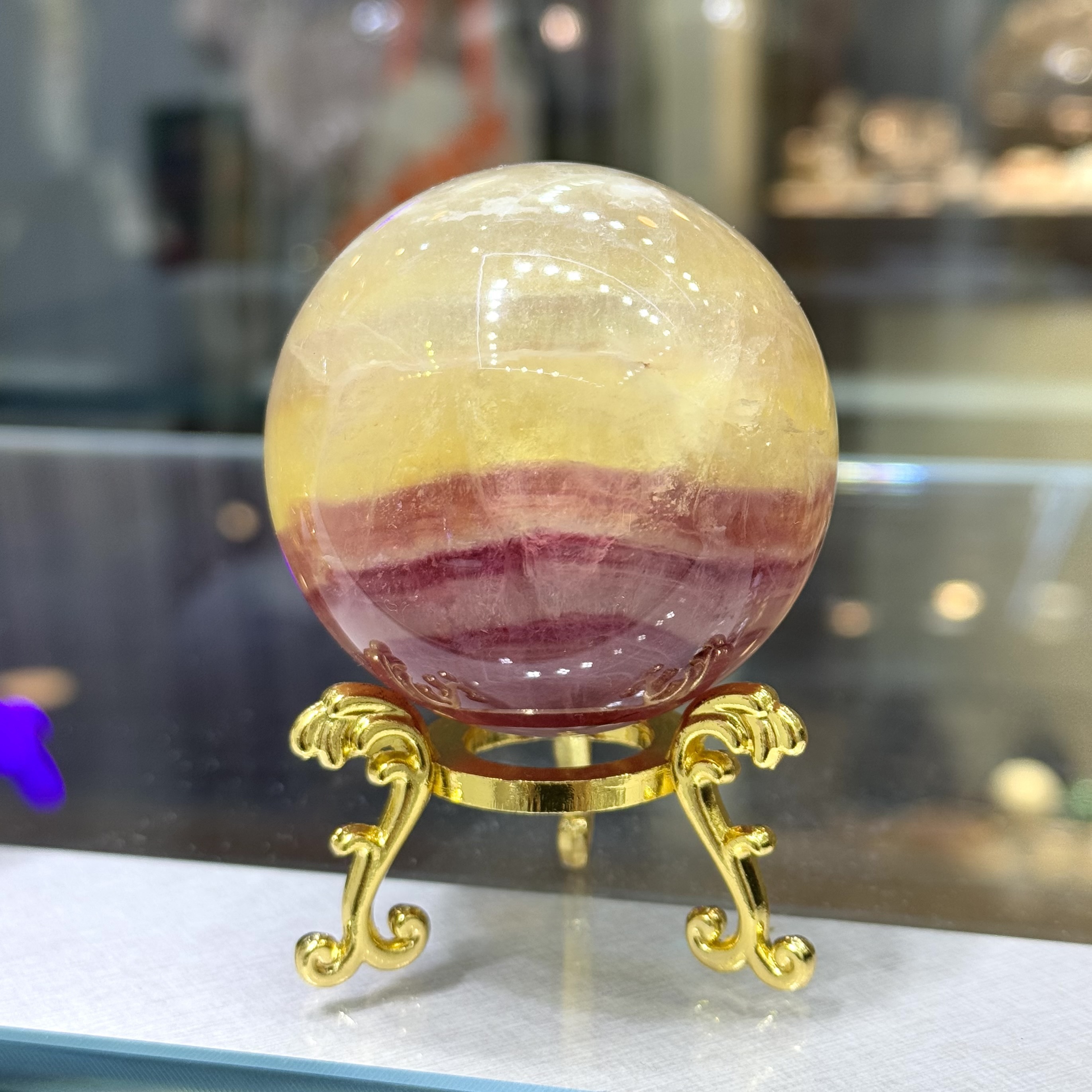 【智能之石】千層兩色螢石球 (編號0714)