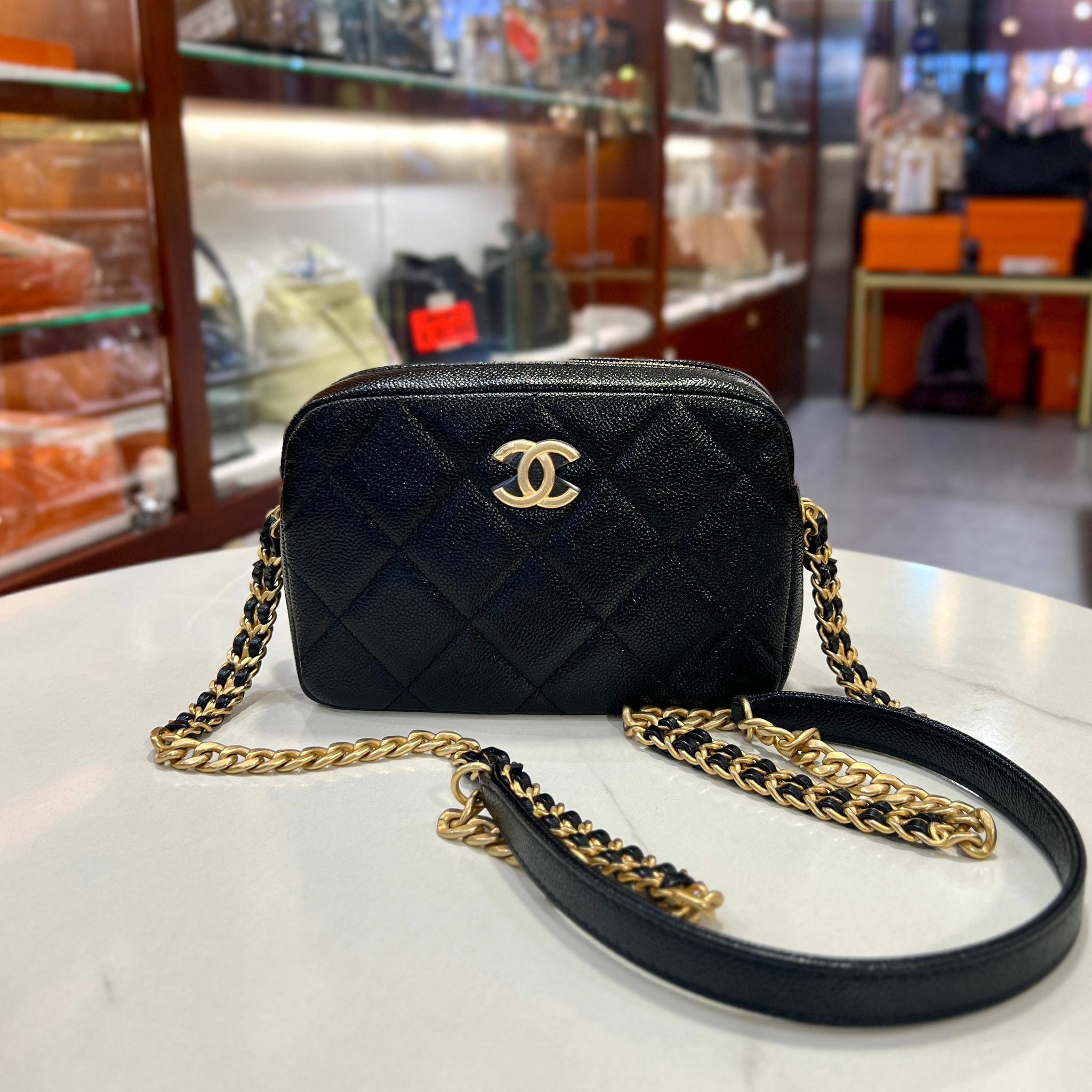 全新CHANEL相機袋AS3104 #黑色荔枝皮/金扣