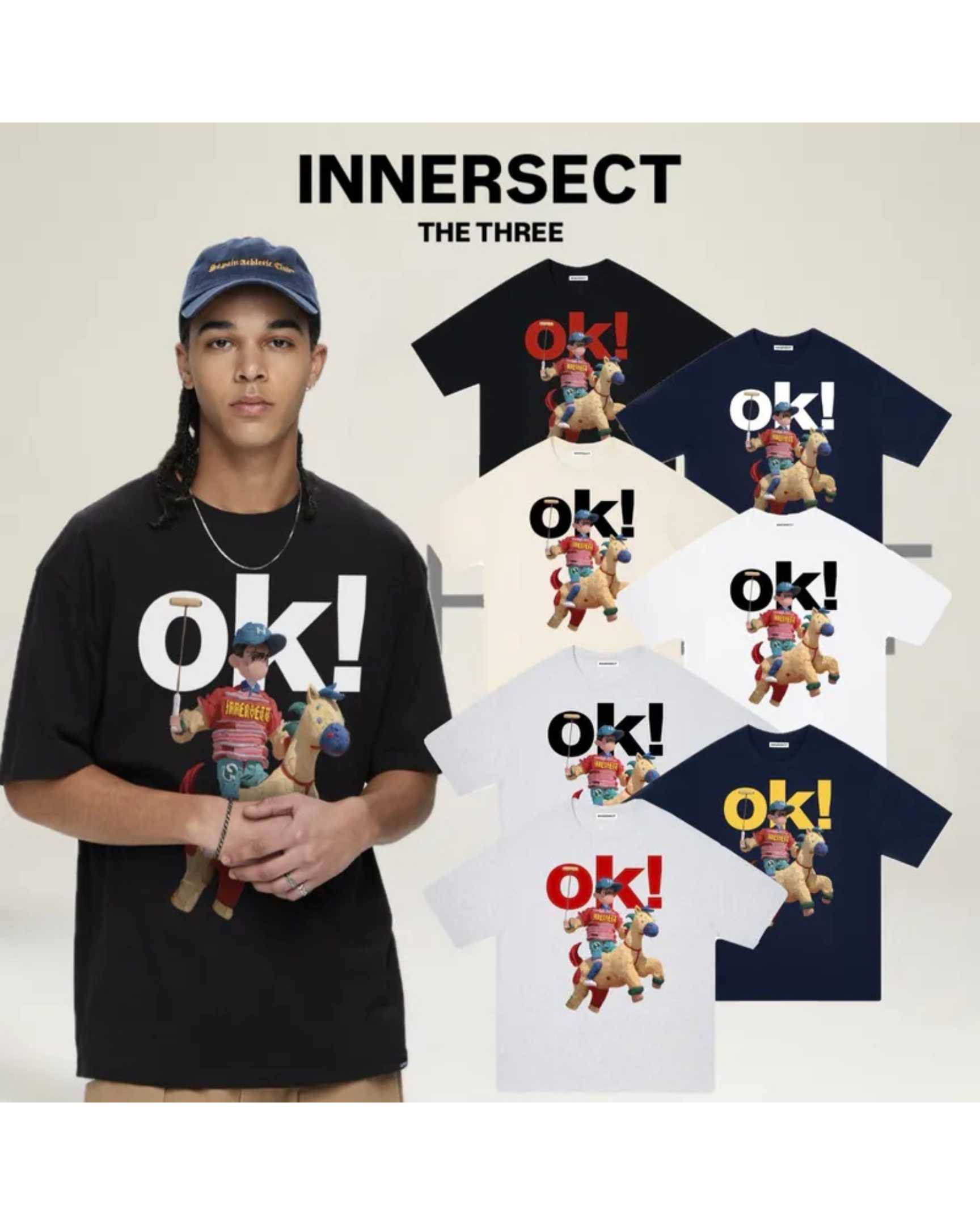 陳冠希 Clot INNERSECT 三生萬物 FOG ESSENTIAL OK！卡通橡皮人賽馬 短袖上衣 男女同款 短T 短TEE INA25SSTTEZ233