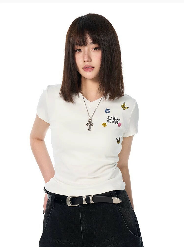 AFGK 胸前小標 蝴蝶環繞 短T 一般款/V領修身款 A FEW GOOD KIDS