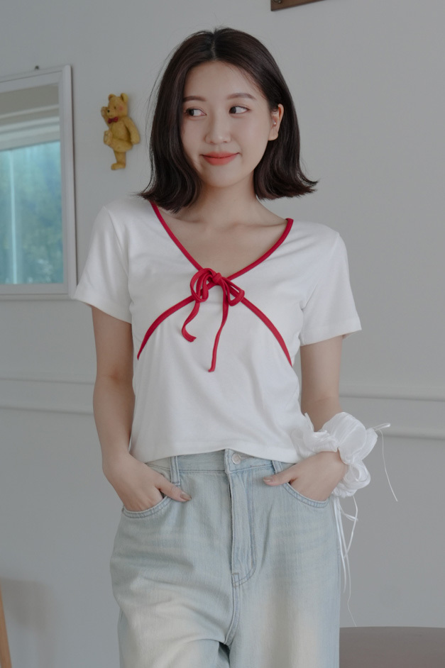 【Discount】Scone Ribbon Tee #上衣