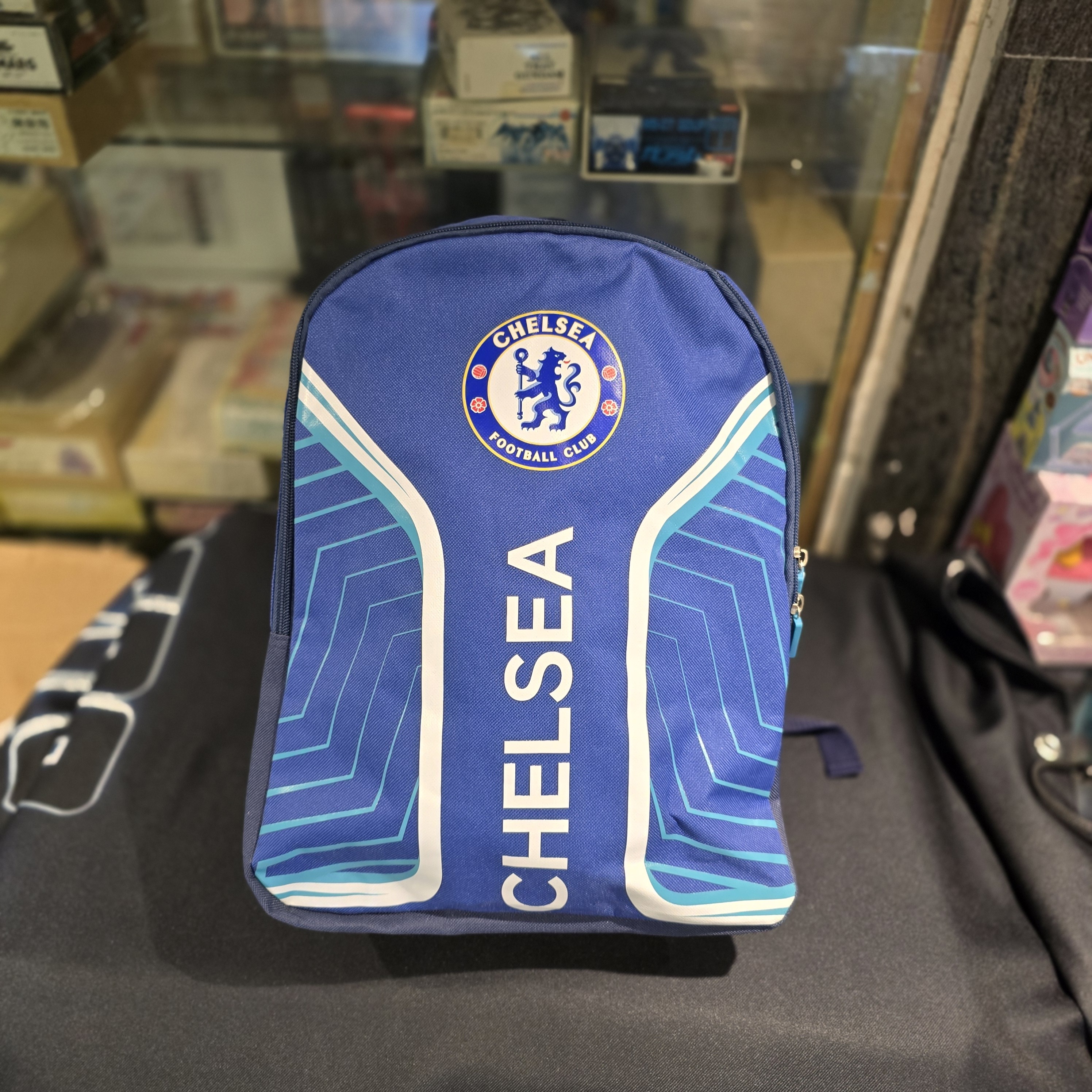 車路士藍色數碼花紋背包