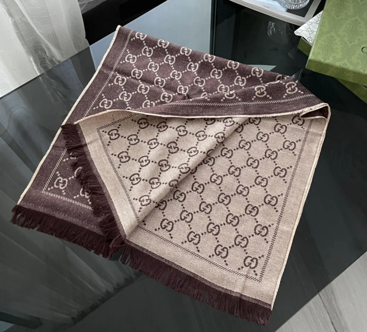 GUCCI GG Jacquard Knitted Scarf