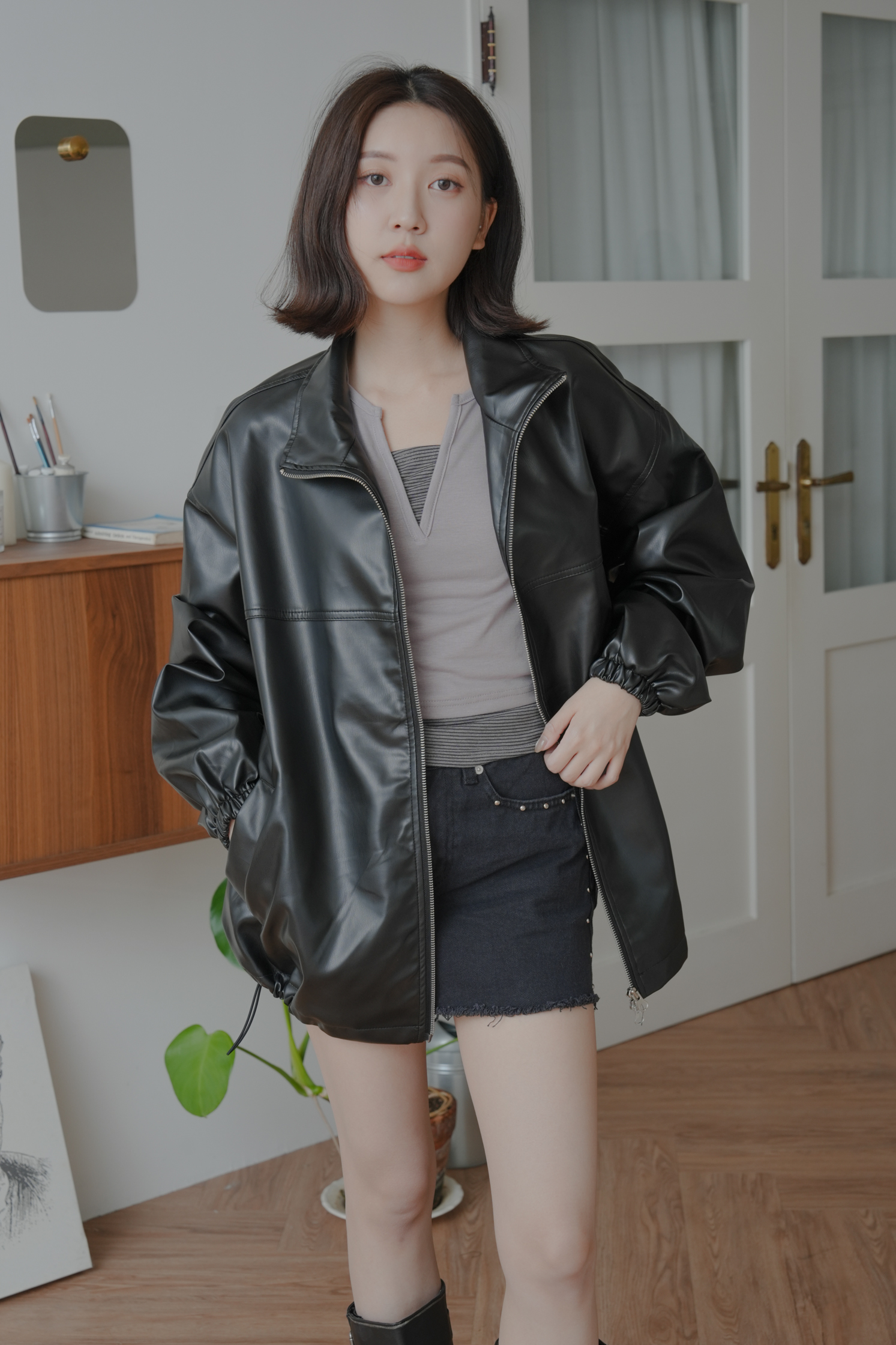 Balloon Leather Jacket #外套