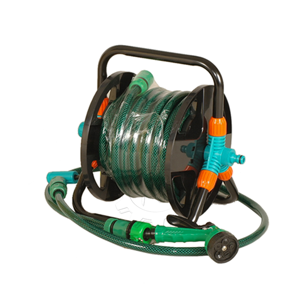 ＊中崙五金【附發票】水槍水管組 水管輪座組 水管捲座組 附快速接頭 五段式噴槍 15M 台灣製 60-680