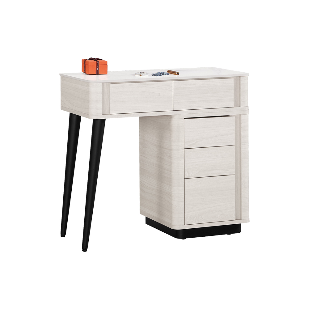 奧菲3.7尺多功能伸縮岩板化妝桌/書桌(附收納化妝椅-寬80~110公分)