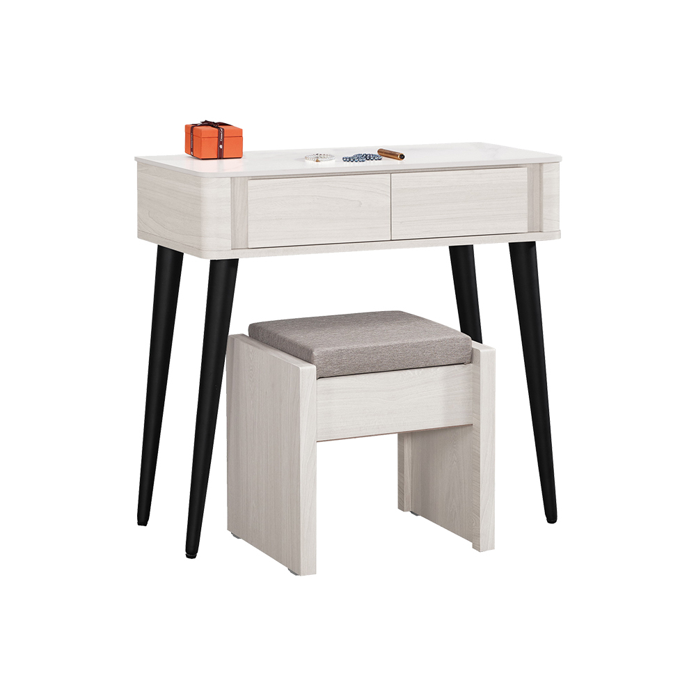 奧菲2.7尺岩板化妝桌/書桌(附收納化妝椅-不含化妝鏡)