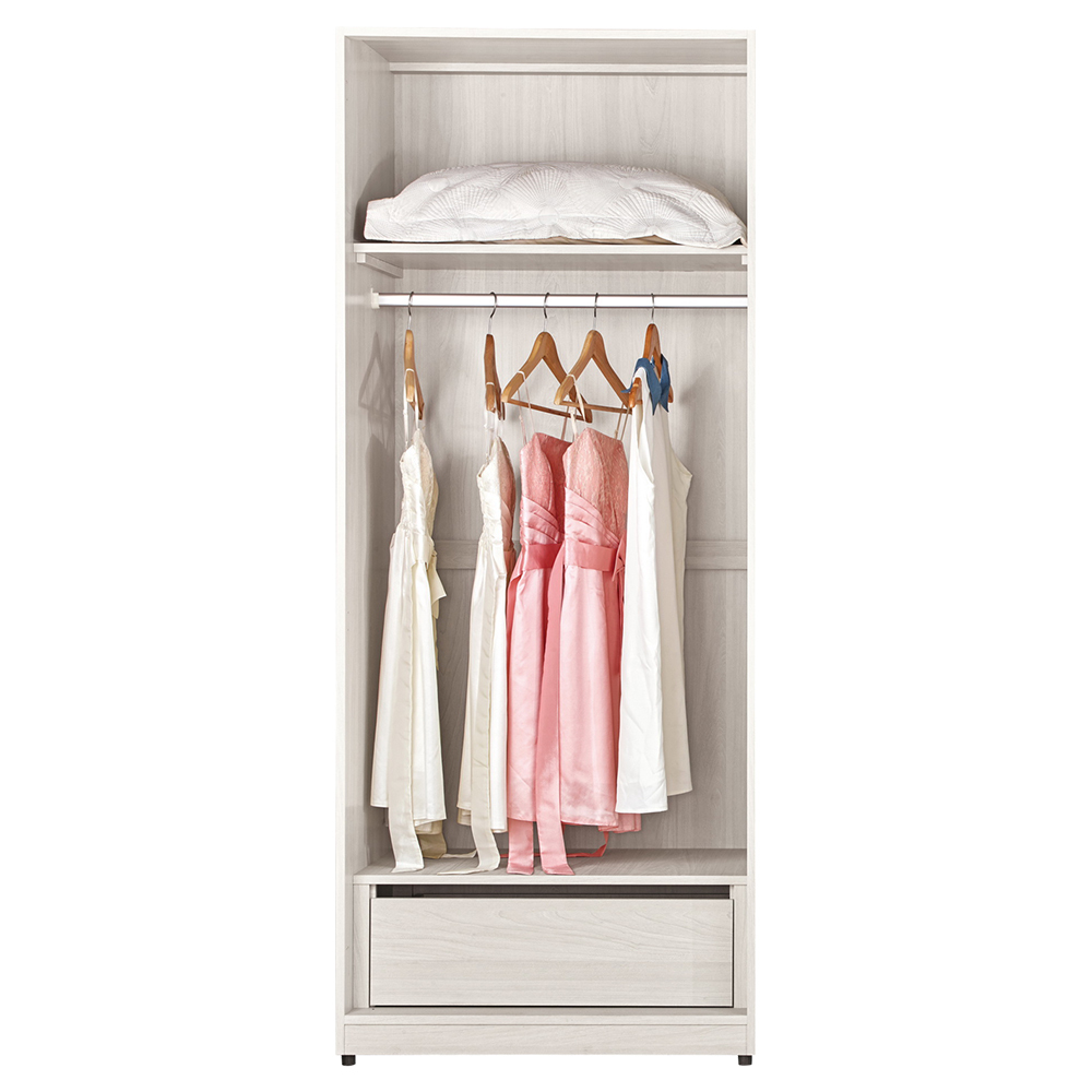 奧菲2.7尺二門衣櫃(單吊桿+單格+抽屜)