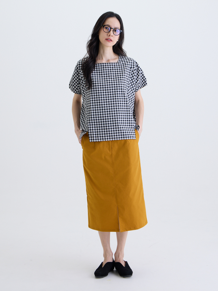 小松開衩長裙-檸黃