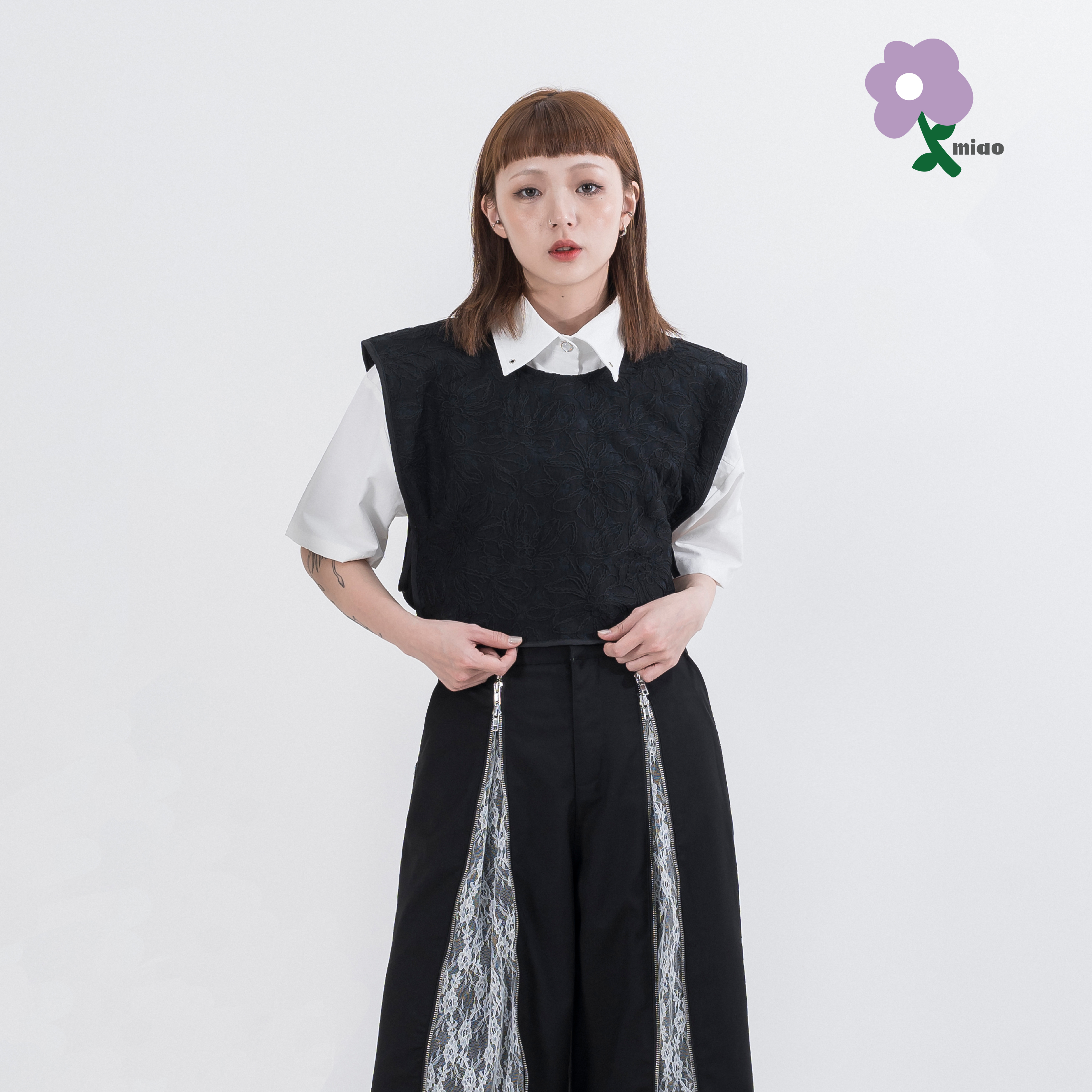 AGILITY MIAO Lace Zip Vest 女裝 外罩式 蕾絲背心 [M-V5]