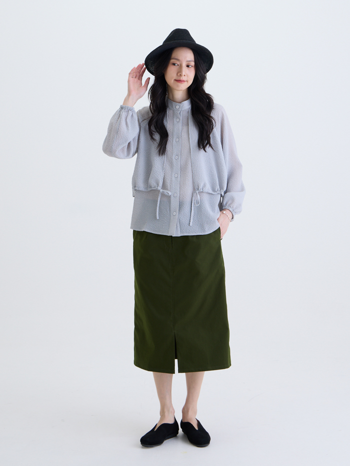 小松開衩長裙-綠松