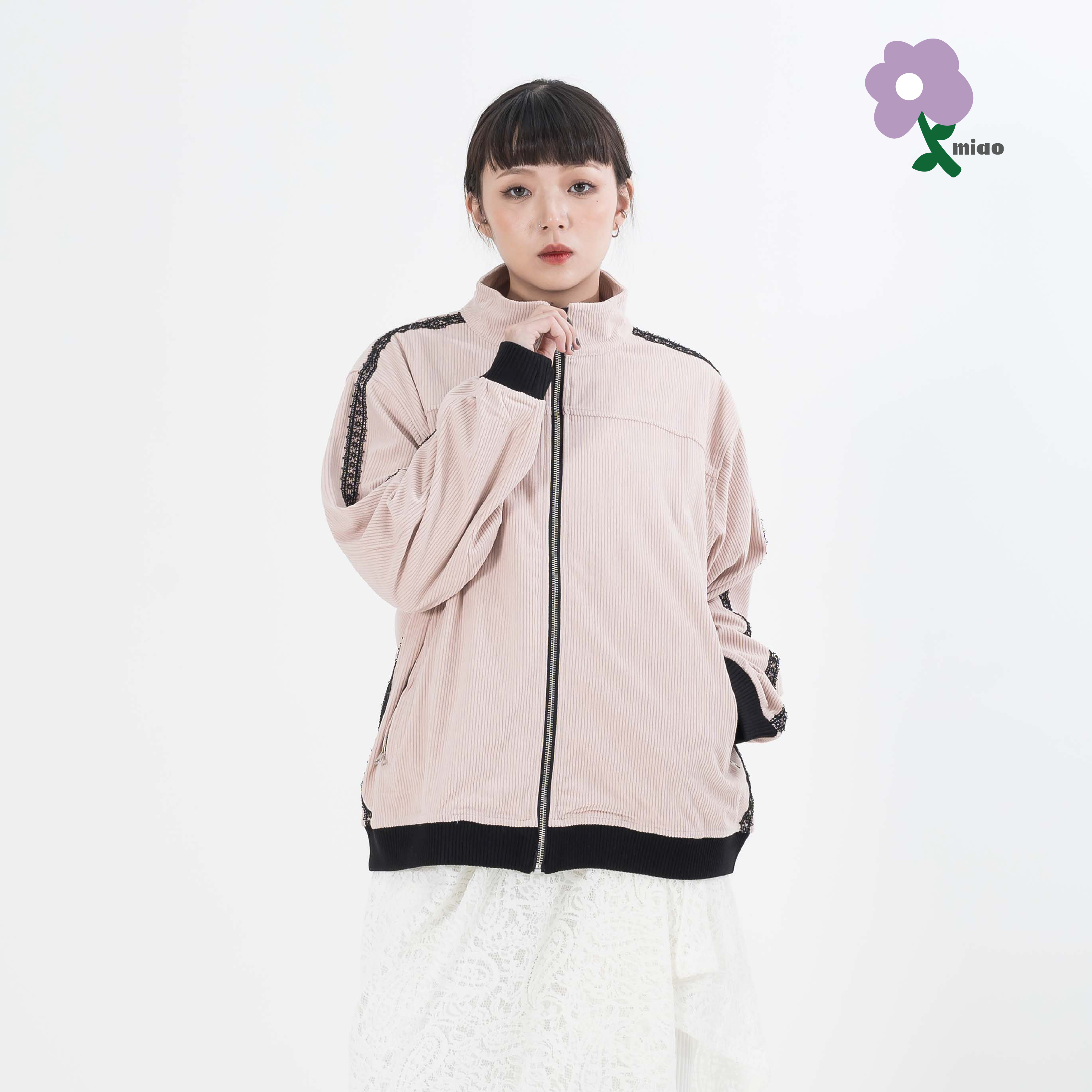 AGILITY MIAO Guipure Lace Track Jacket 女裝 蕾絲立領 燈芯絨 運動外套 [M-JK6]