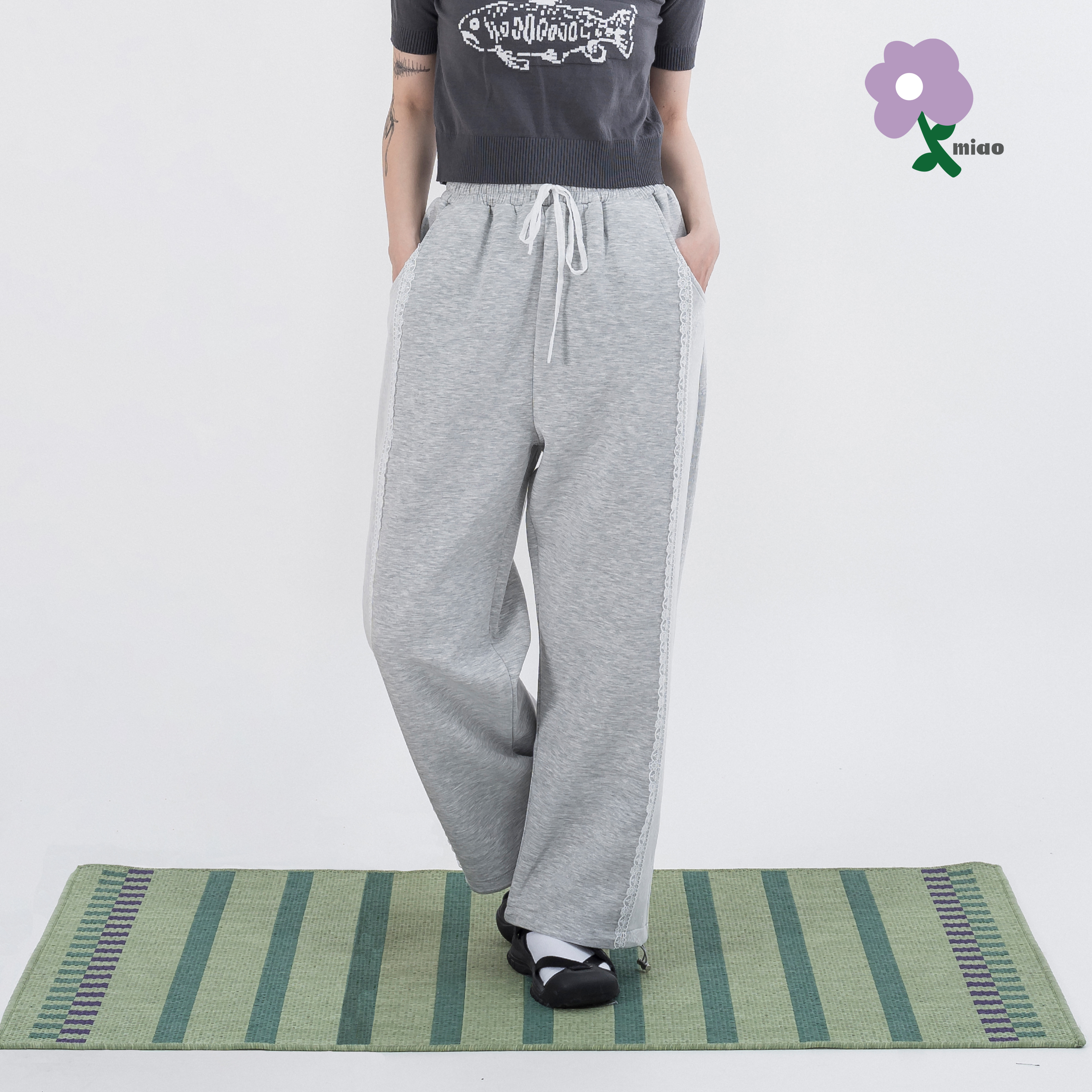 AGILITY MIAO Guipure Lace Sweat Pants 女裝 蕾絲 直筒長褲 [M-HP8]