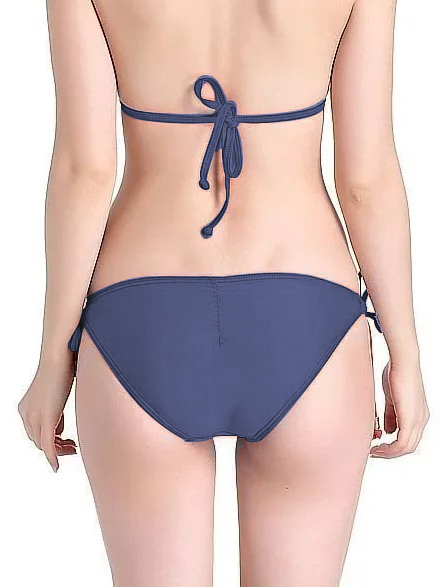 雙綁帶抓皺提臀褲《褲子》- 麻灰藍