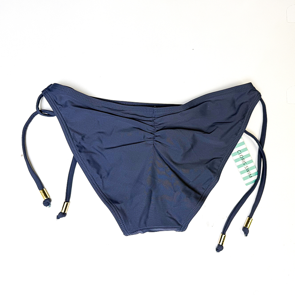 雙綁帶抓皺提臀褲《褲子》- 麻灰藍