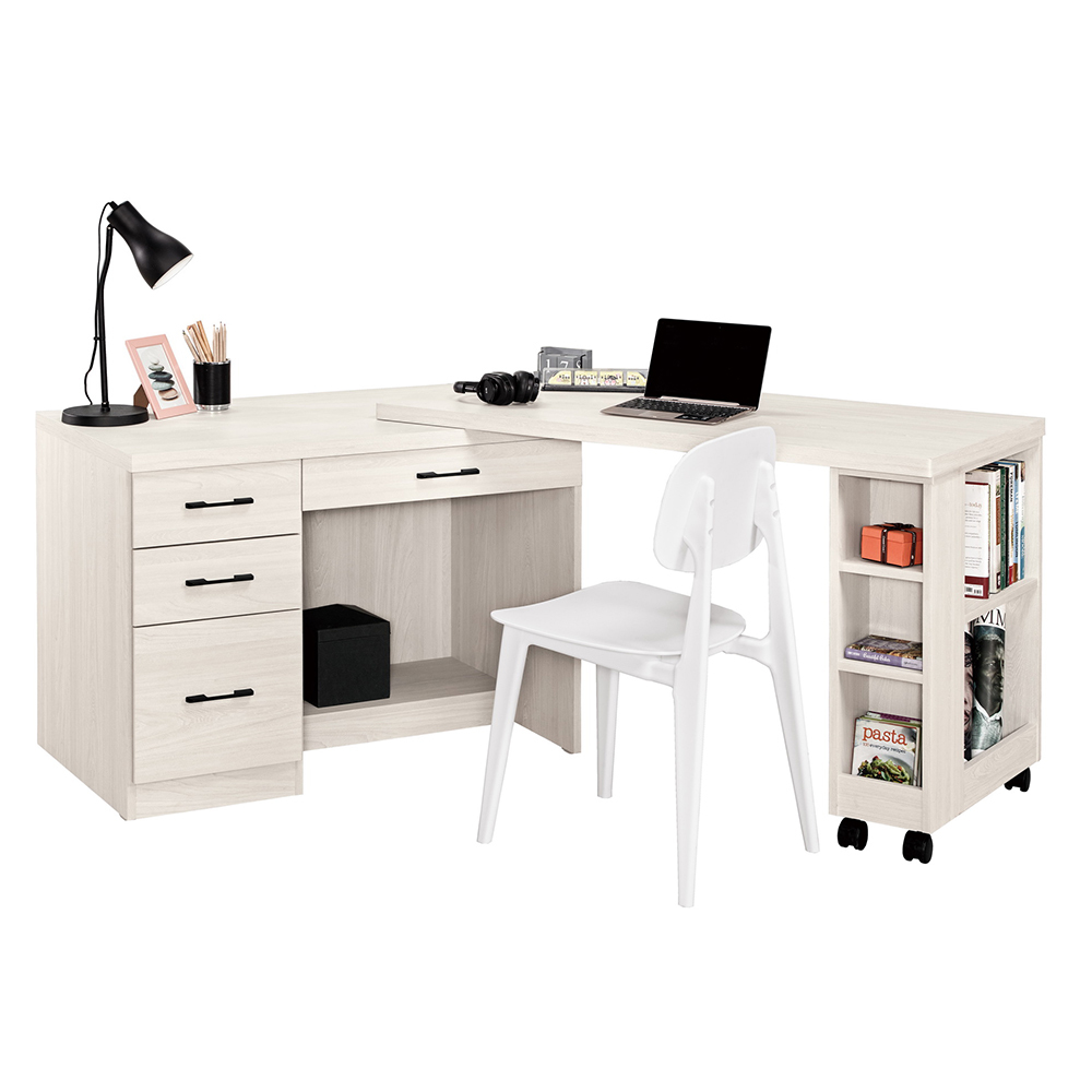 柏倫4尺多功能L型伸縮旋轉書桌/工作桌/辦公桌(寬121~204公分)