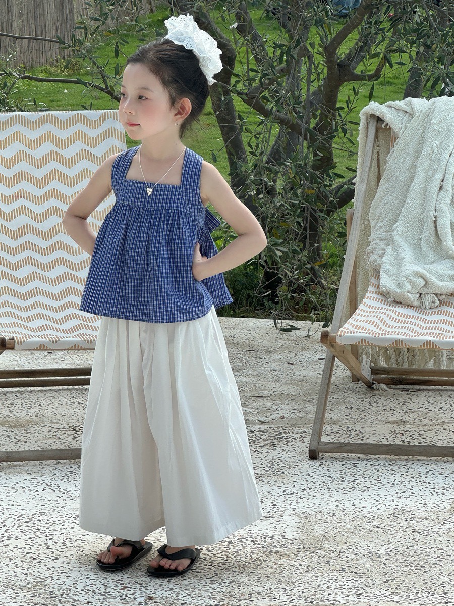 白色闊腿九分褲