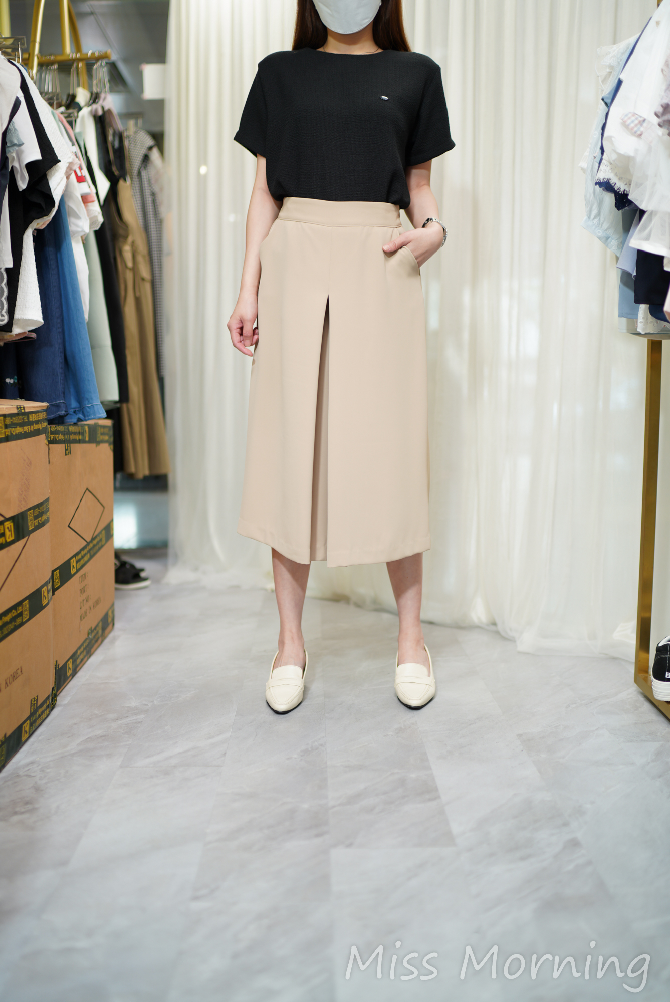 簡約大方抵著混織料上衣(14569)