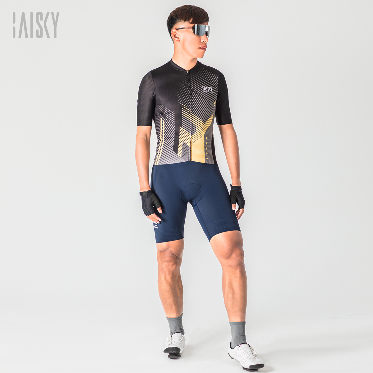 男款空力短車衣 幻星 黑