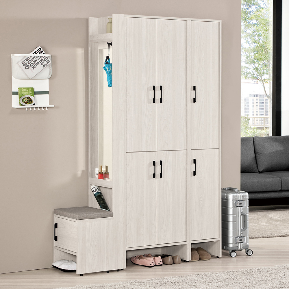 柏倫4.3尺多功能鏡面高鞋櫃/玄關收納櫃/隔間櫃/置物座鞋櫃