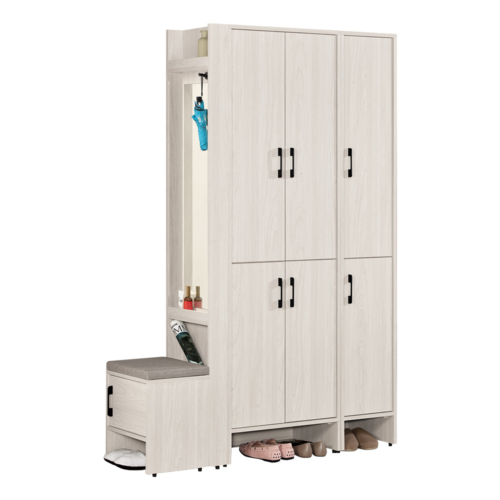 柏倫4.3尺多功能鏡面高鞋櫃/玄關收納櫃/隔間櫃/置物座鞋櫃