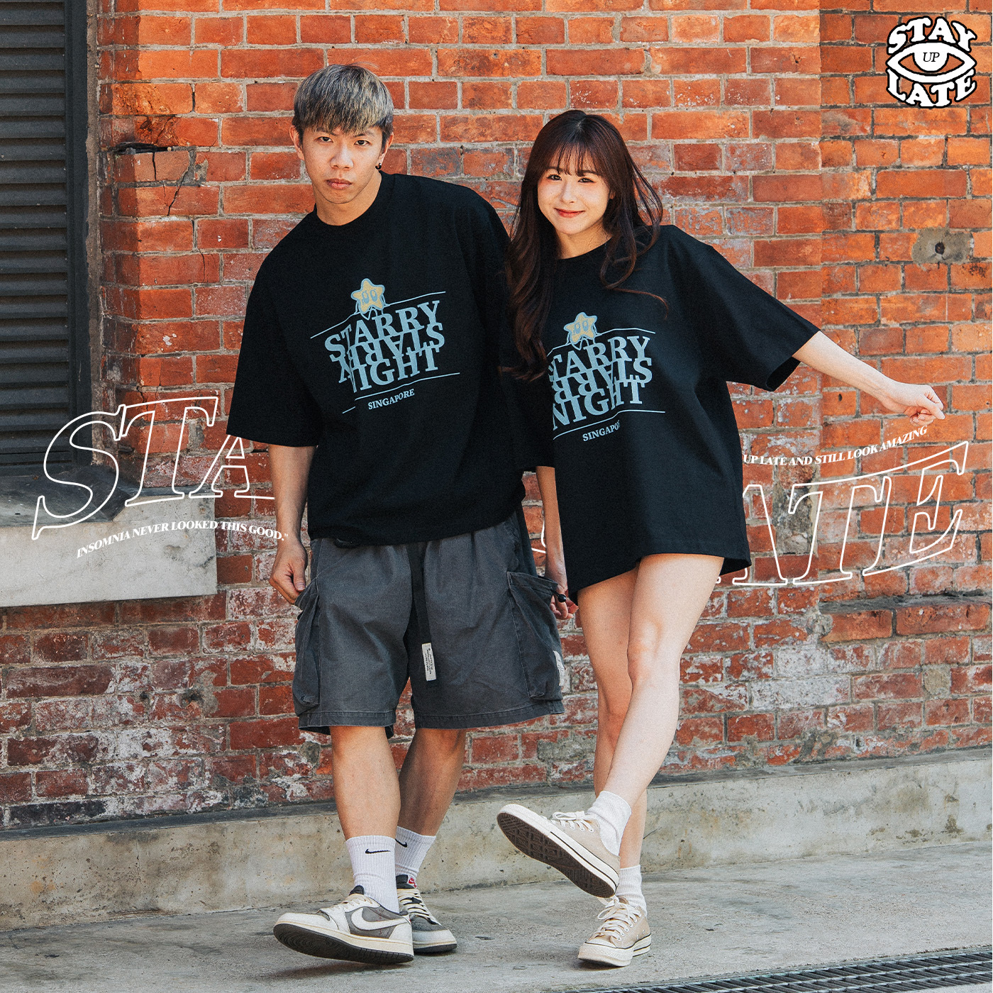 Stay Up Late 厚磅短T STARRY NIGHT Logo 棉 短袖 黑 白