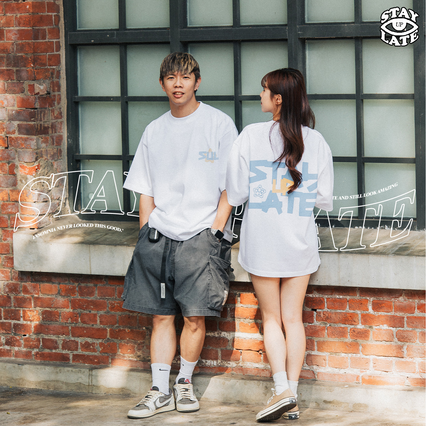 Stay Up Late 厚磅短T 手寫 Logo 棉 短袖 黑 白