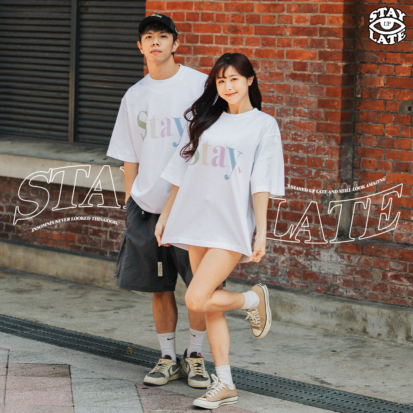 Stay Up Late 厚磅短T STAY Logo 棉 短袖 黑 白