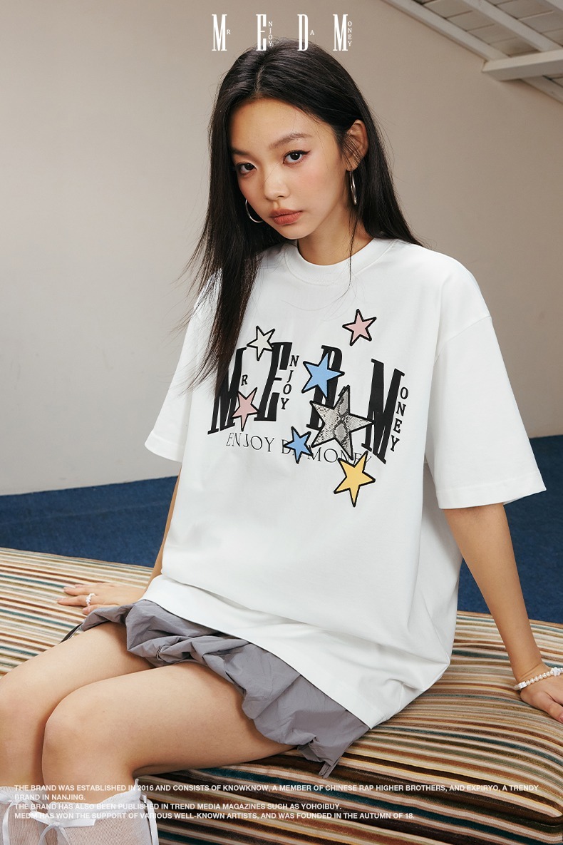 MEDM 貼布蛇紋 貼布星星 短袖 T
