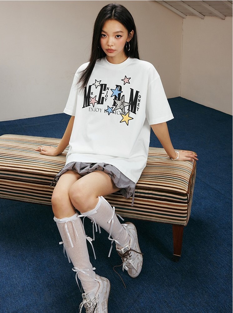 MEDM 貼布蛇紋 貼布星星 短袖 T