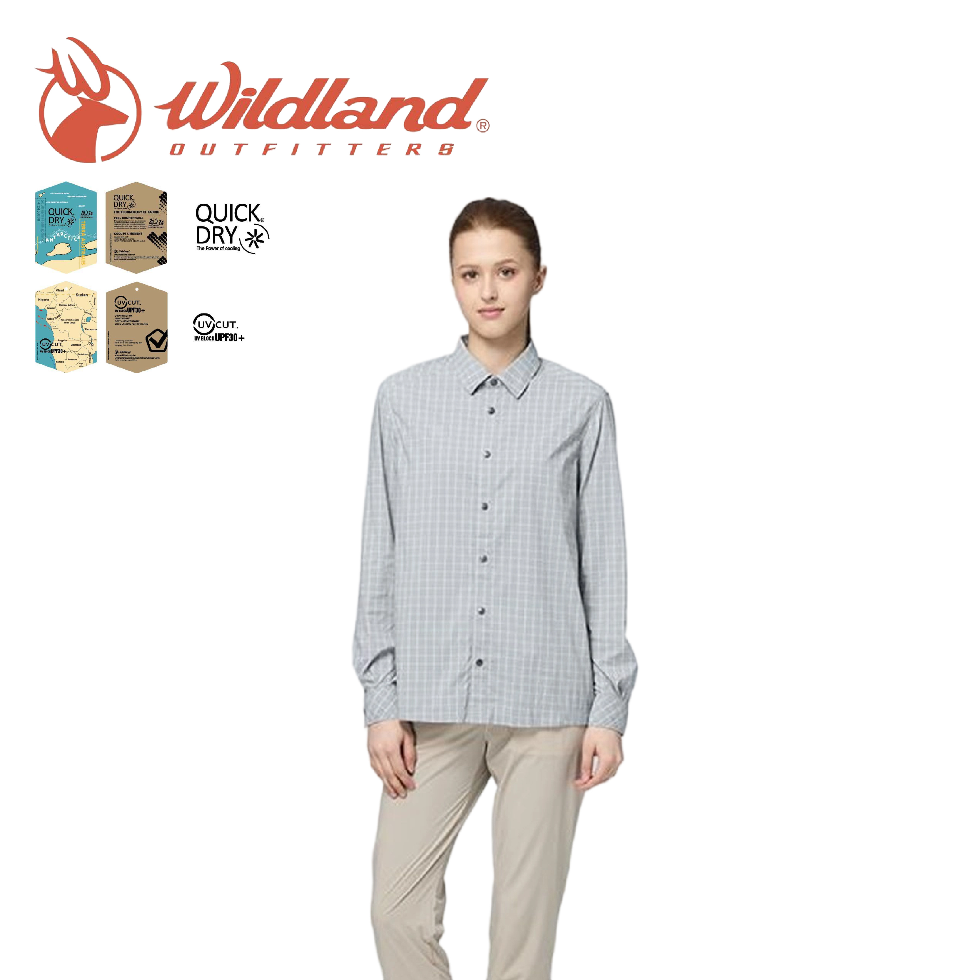 Wildland 荒野 格紋薄抗UV長袖襯衫 中性款 (3色) 13WB31203